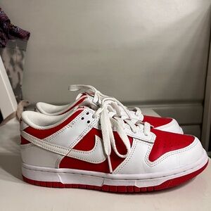 RED AND WHITE NIKE DUNKS